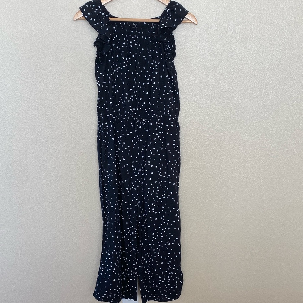Girls black with white hearts jumpsuit size 14
